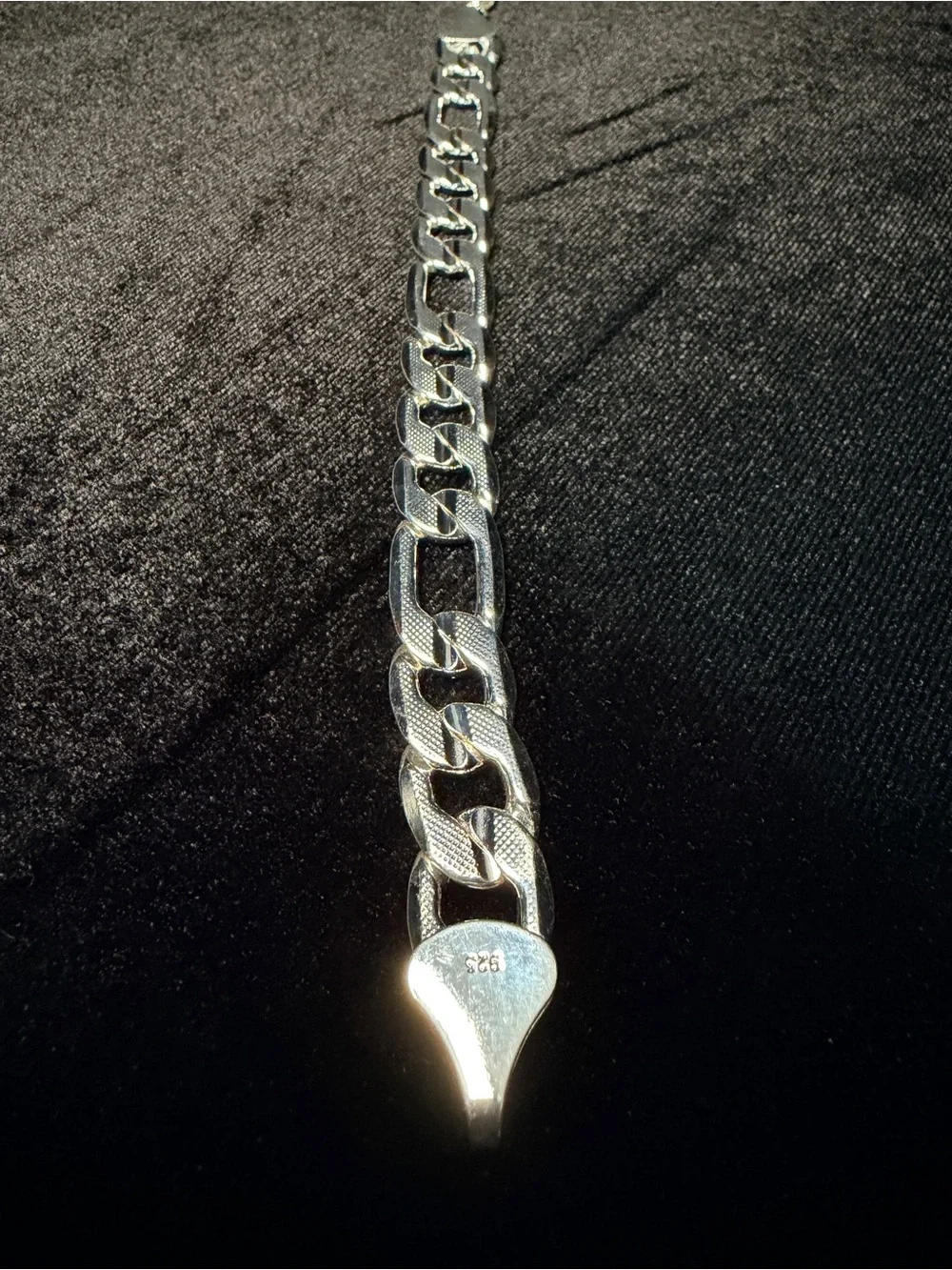 Figaro Diamond Cut 8in 12.5MM 925 Stamped Silver filled bracelet 30.6g